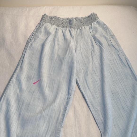 Bella Dahl Freyed smocked waist wide legs pants salt spray L - Picture 8 of 16